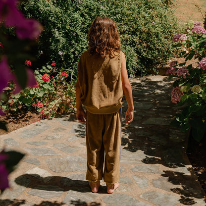 儿童驼色棉长裤