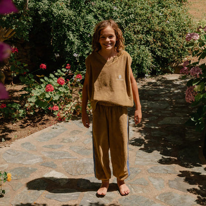 儿童驼色棉长裤