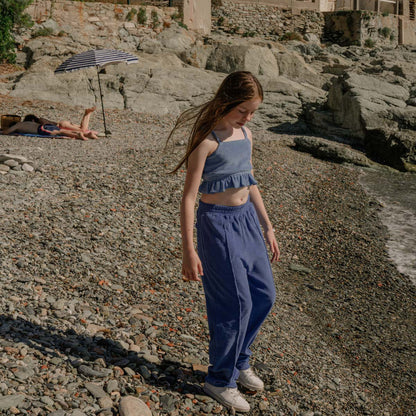 儿童蓝色棉长裤