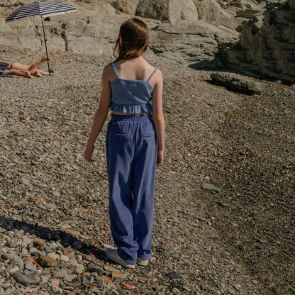 儿童蓝色棉长裤