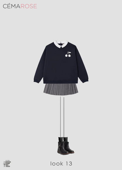 女童藏青色Logo棉卫衣