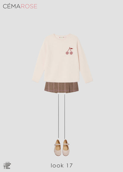 女童浅粉色Logo羊绒毛衣