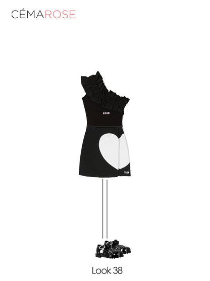 女童黑色荷叶边连体衣