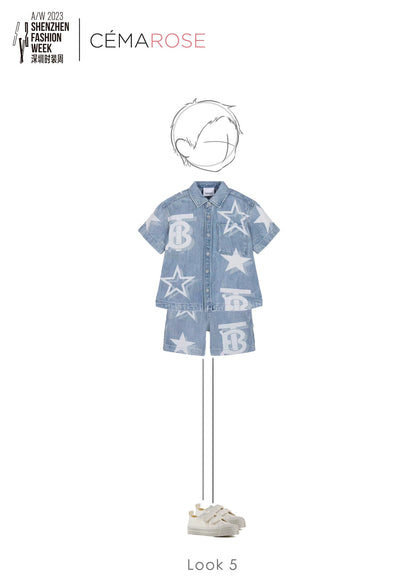 男童浅蓝色牛仔短裤