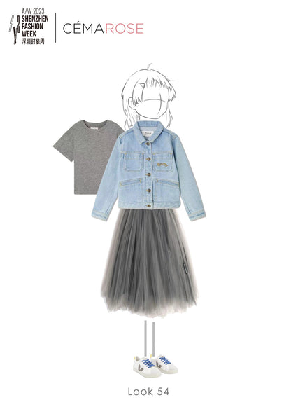 女童蓝色牛仔夹克