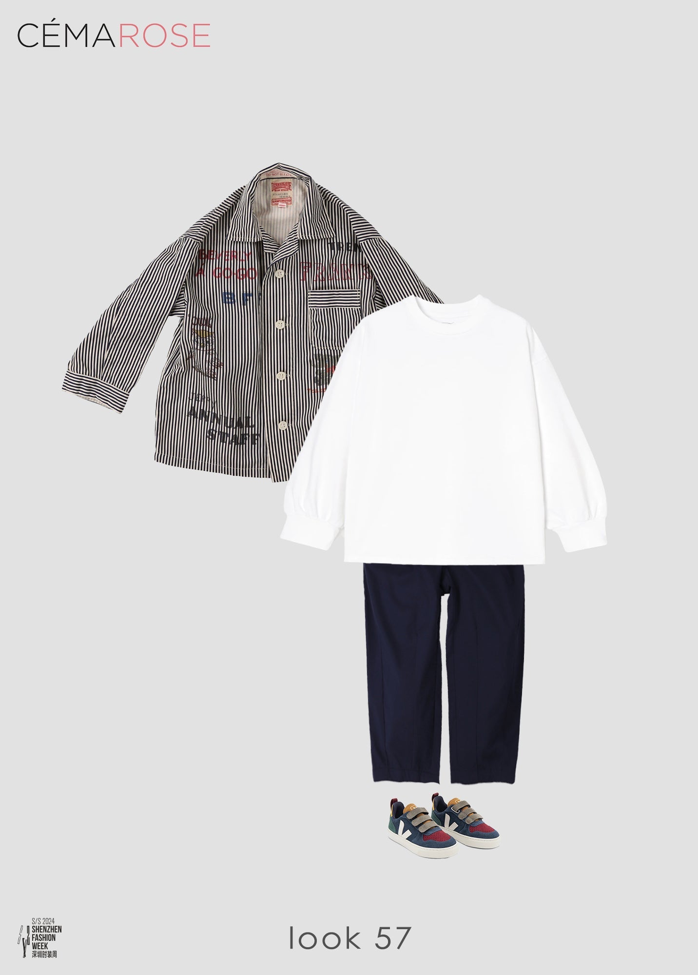 儿童黑色条纹棉衬衫