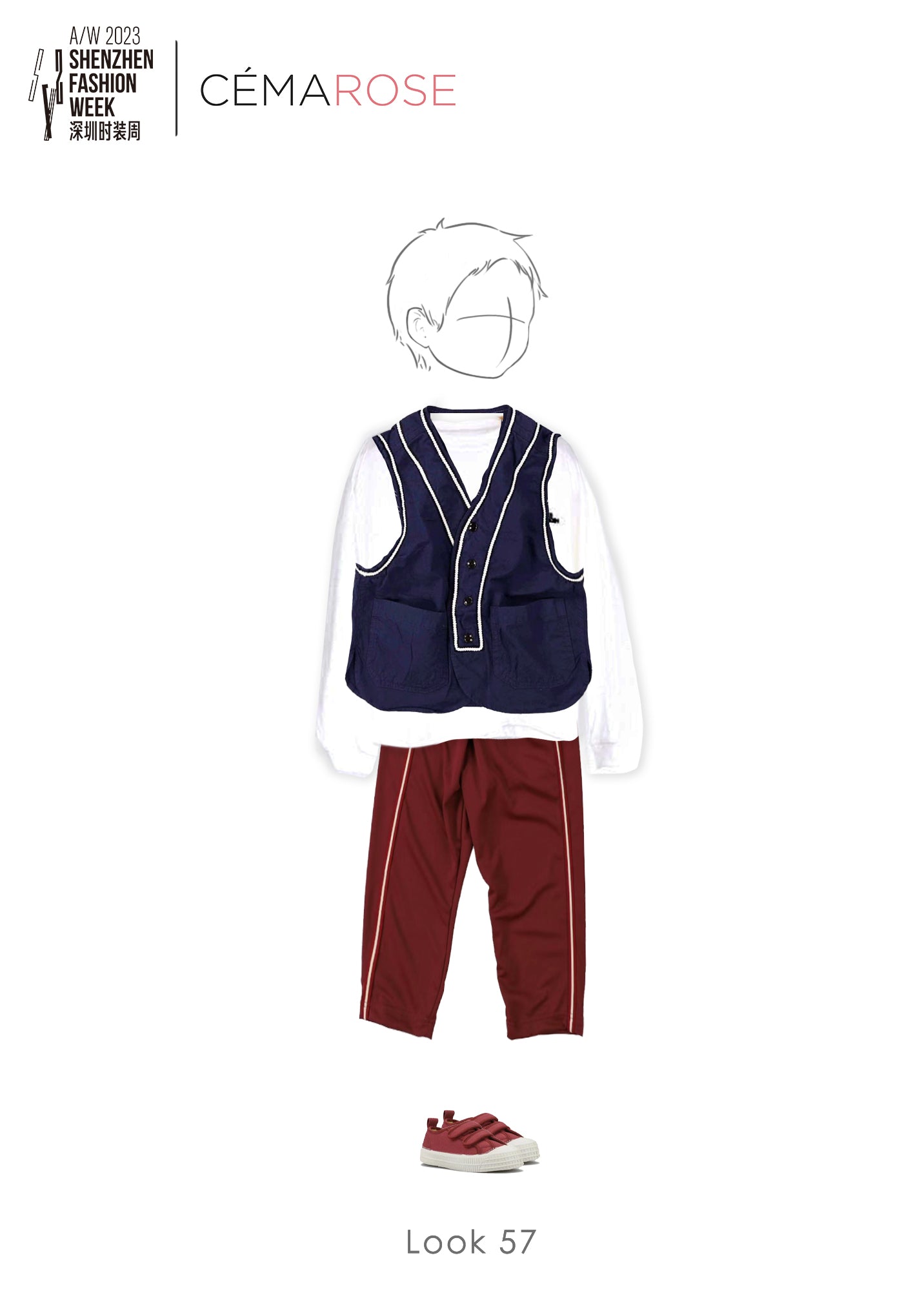 儿童酒红色棉长裤