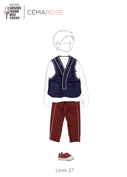 儿童酒红色棉长裤