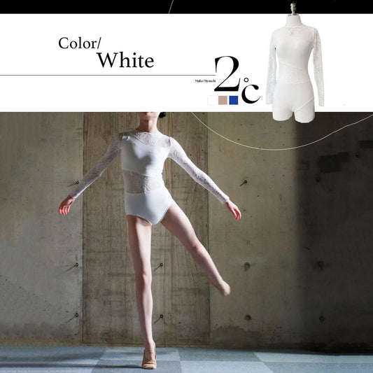 女童白色"Maiko Miyauchi2℃/White"芭蕾舞连体衣