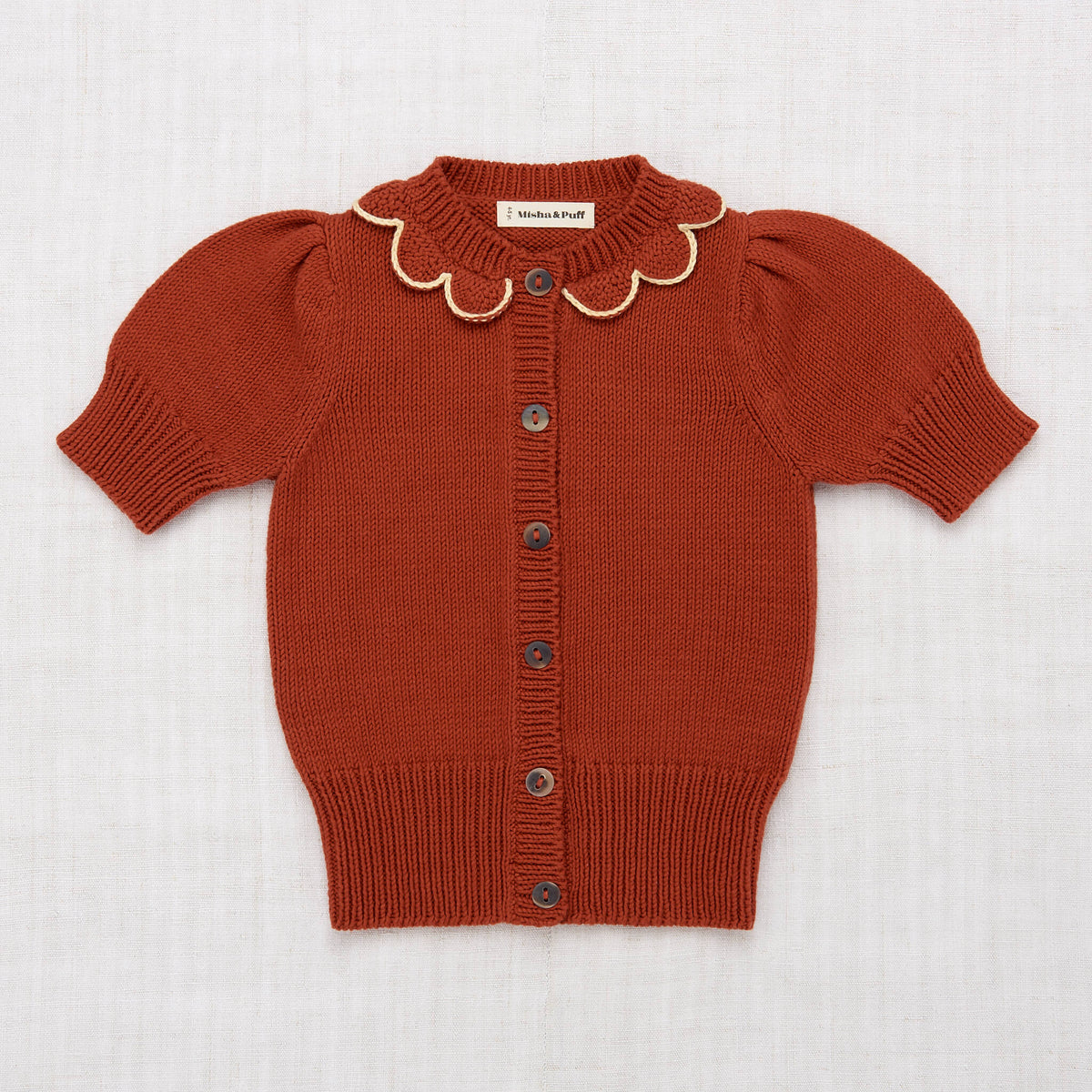 Girls Red Short Sleeve Pima Cotton Cardigan