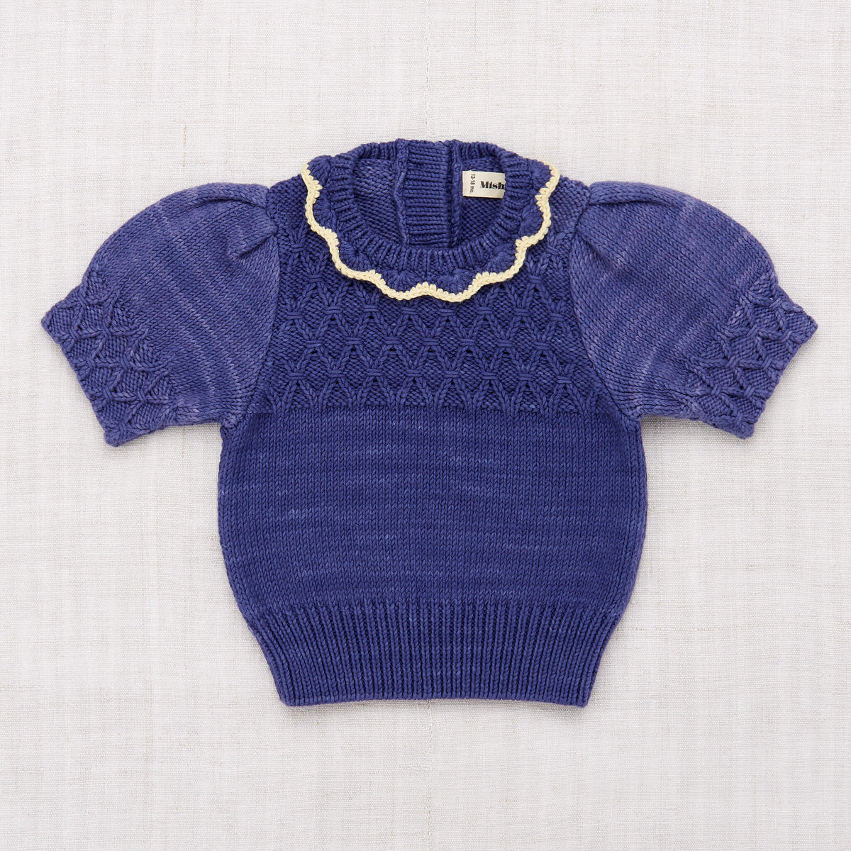 Girls Blue Ruffle Pima Cotton Sweater