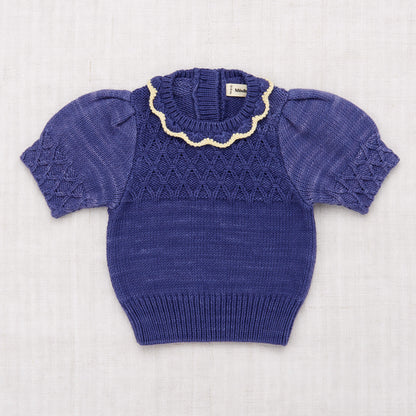 Girls Blue Ruffle Pima Cotton Sweater