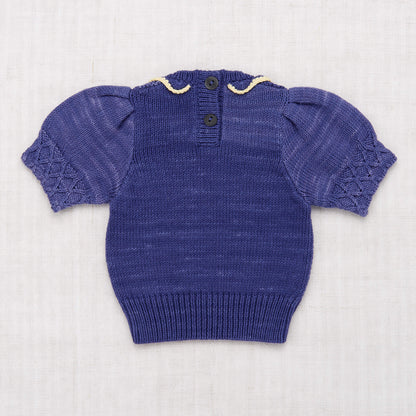 Girls Blue Ruffle Pima Cotton Sweater