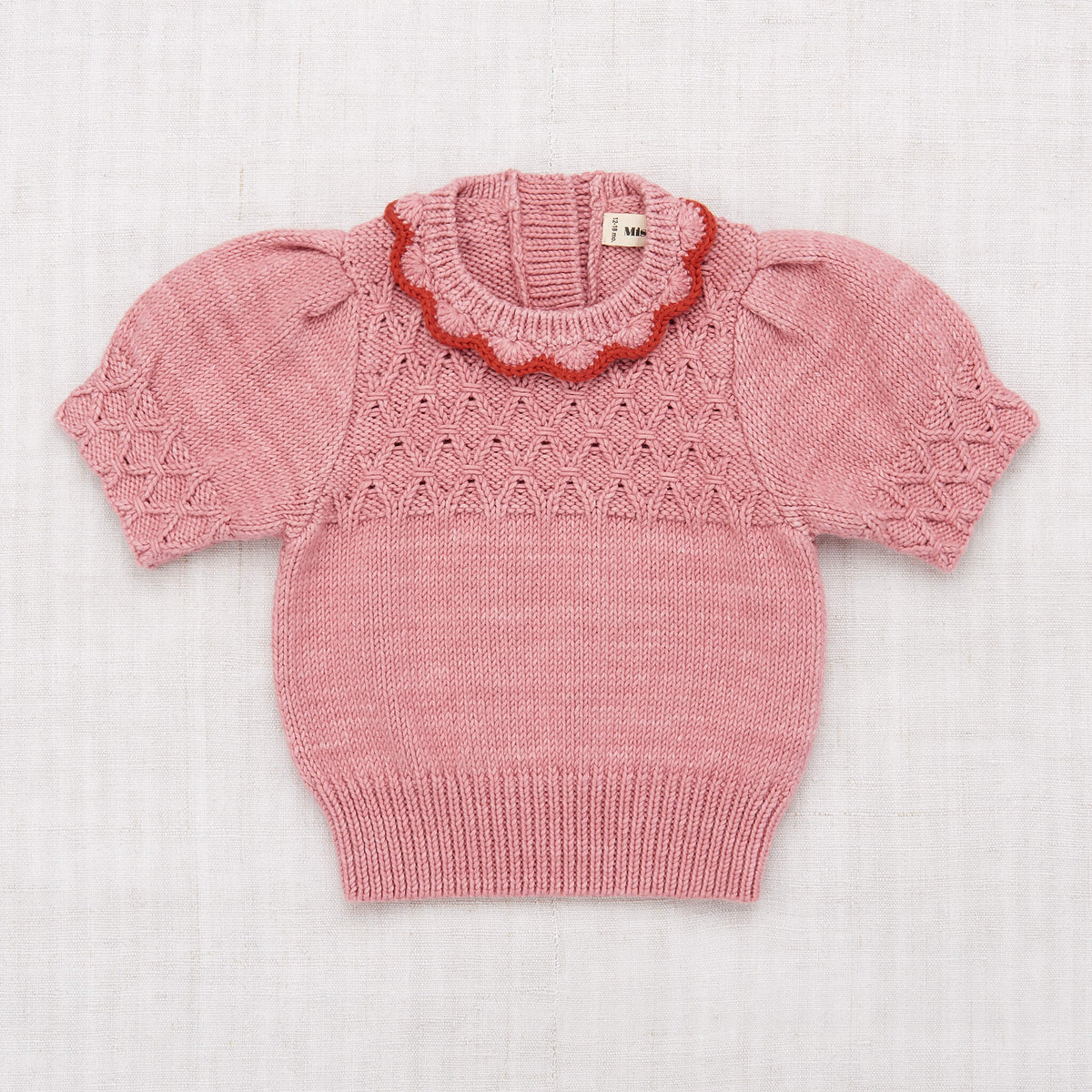 Girls Pink Ruffle Pima Cotton Sweater
