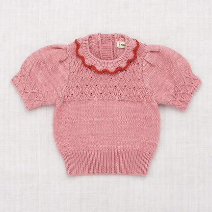 Girls Pink Ruffle Pima Cotton Sweater