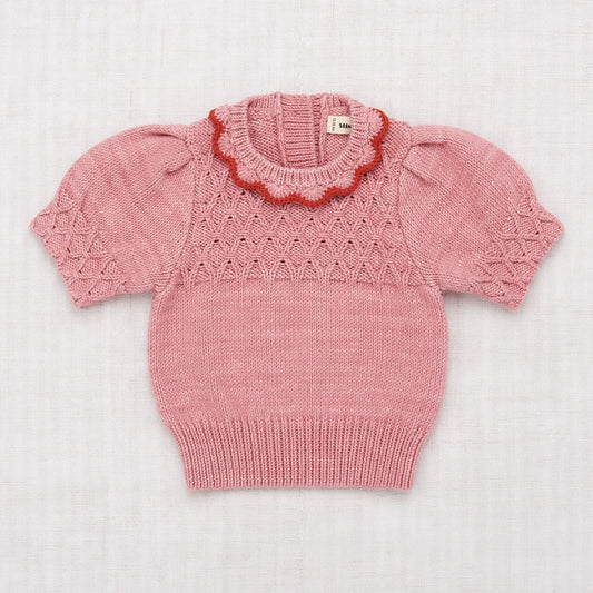 Girls Pink Ruffle Pima Cotton Sweater