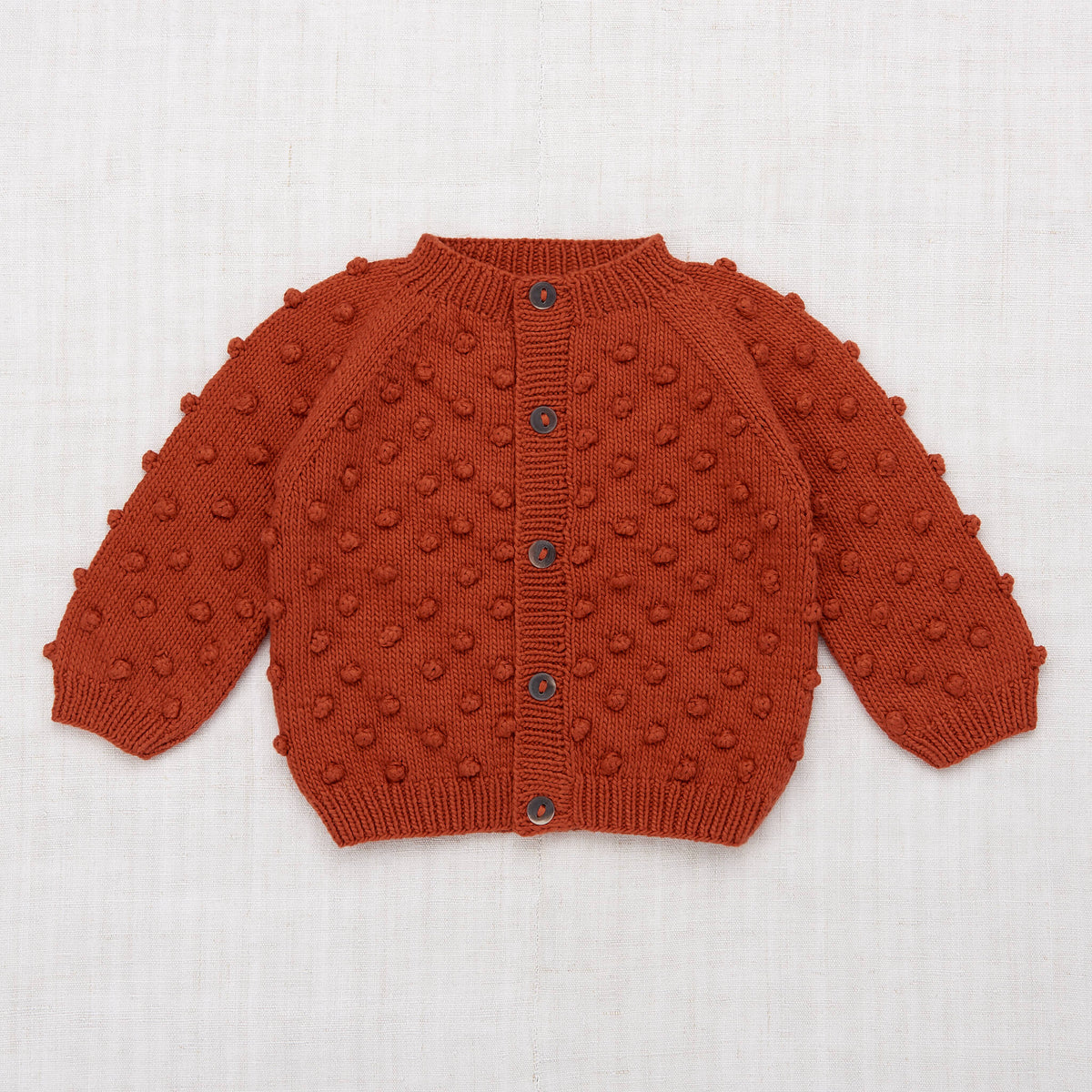 Girls Red Popcorn Pima Cotton Cardigan