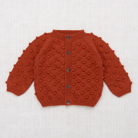 Girls Red Popcorn Pima Cotton Cardigan
