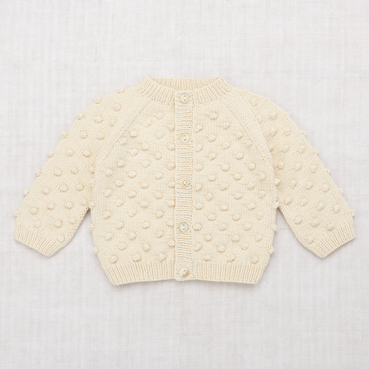 Girls White Popcorn Pima Cotton Cardigan