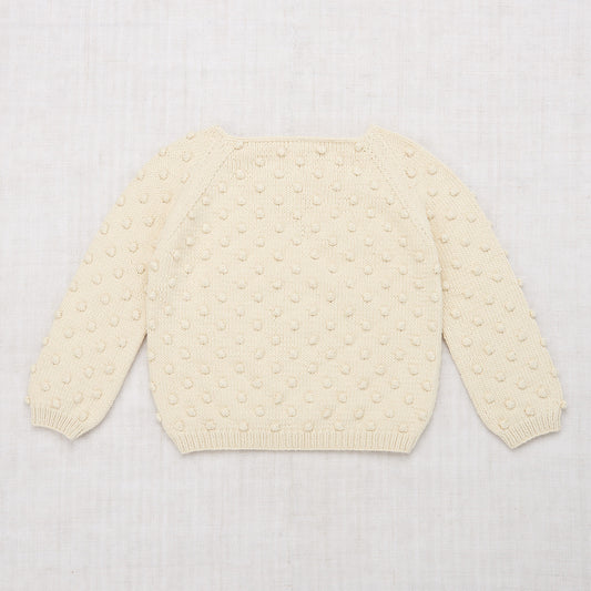 Girls White Popcorn Pima Cotton Sweater