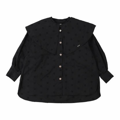 女童黑色可拆卸衣领棉衬衫