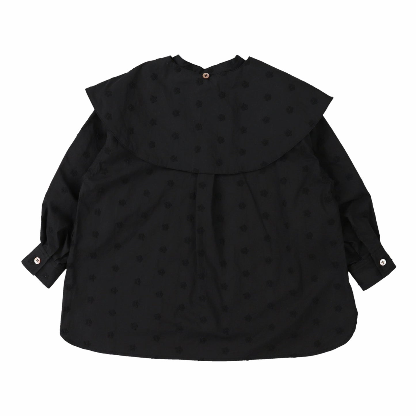 女童黑色可拆卸衣领棉衬衫