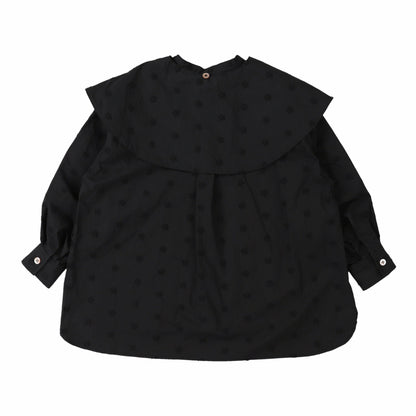 女童黑色可拆卸衣领棉衬衫