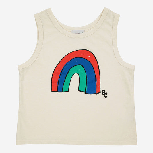 儿童白色印花棉背心