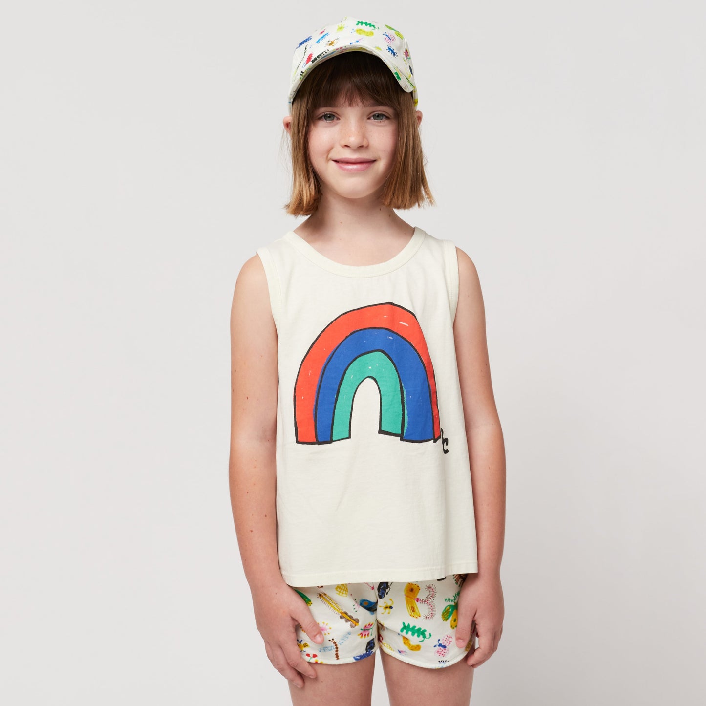 儿童白色印花棉背心