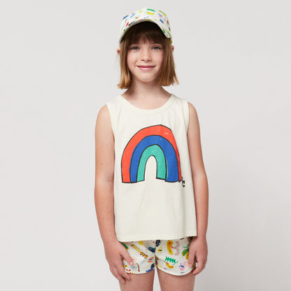 儿童白色印花棉背心