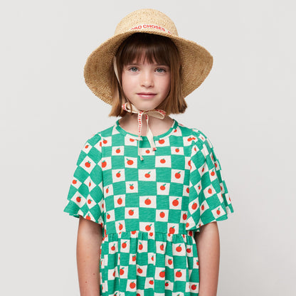 女童米色草编太阳帽