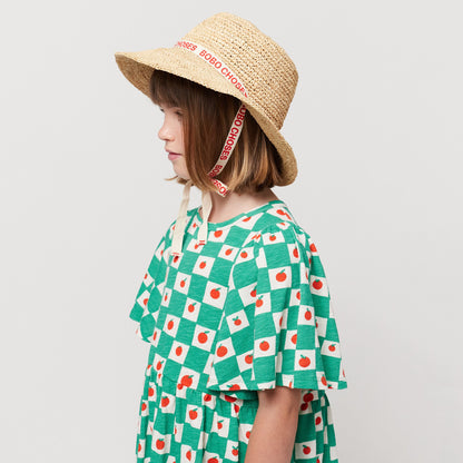 女童米色草编太阳帽
