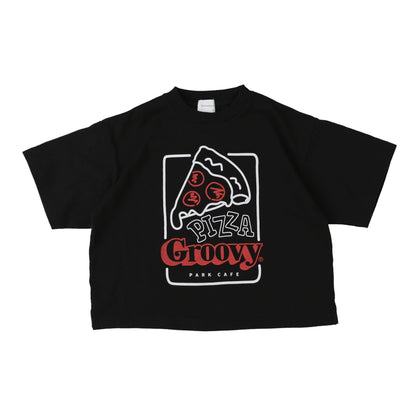 儿童黑色印花棉T恤