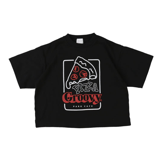 儿童黑色印花棉T恤