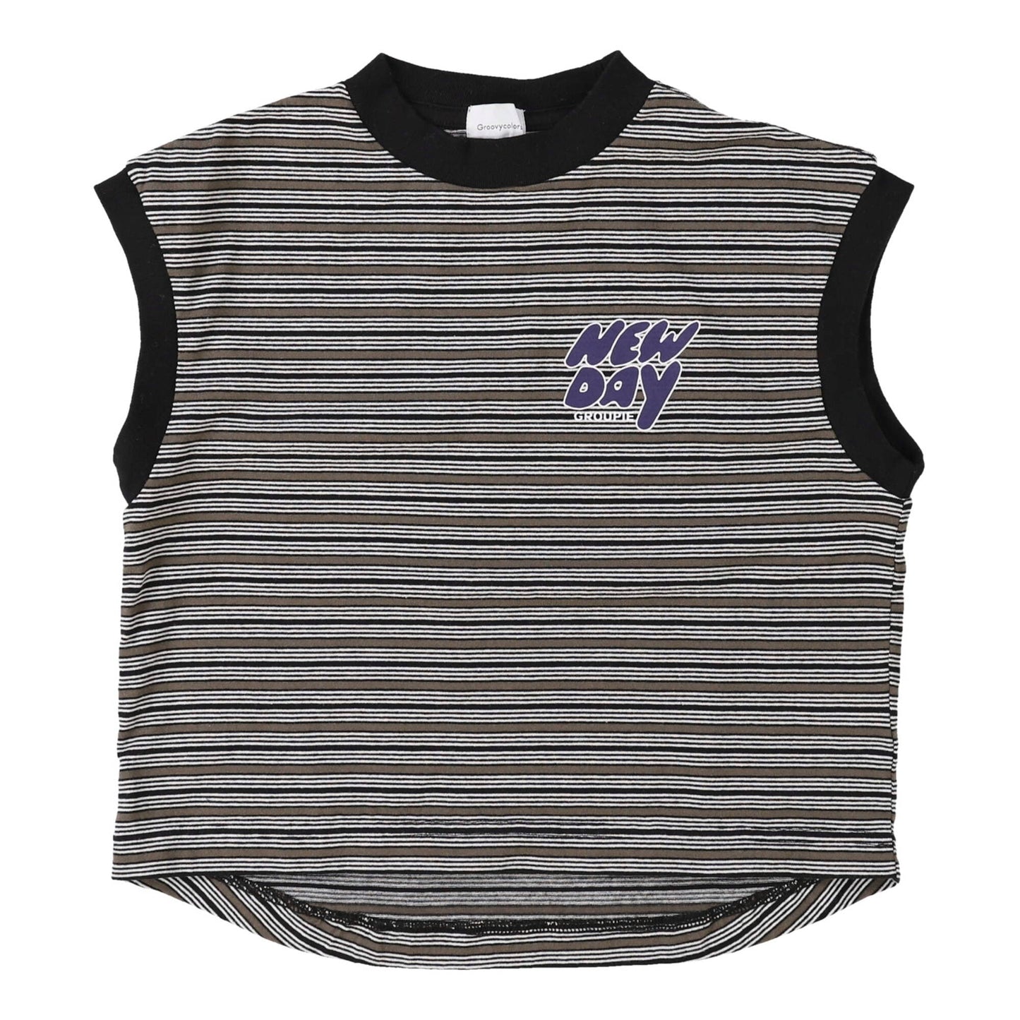 儿童黑色条纹棉T恤