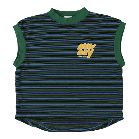 儿童绿色条纹棉T恤