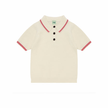 儿童白色棉Polo衫