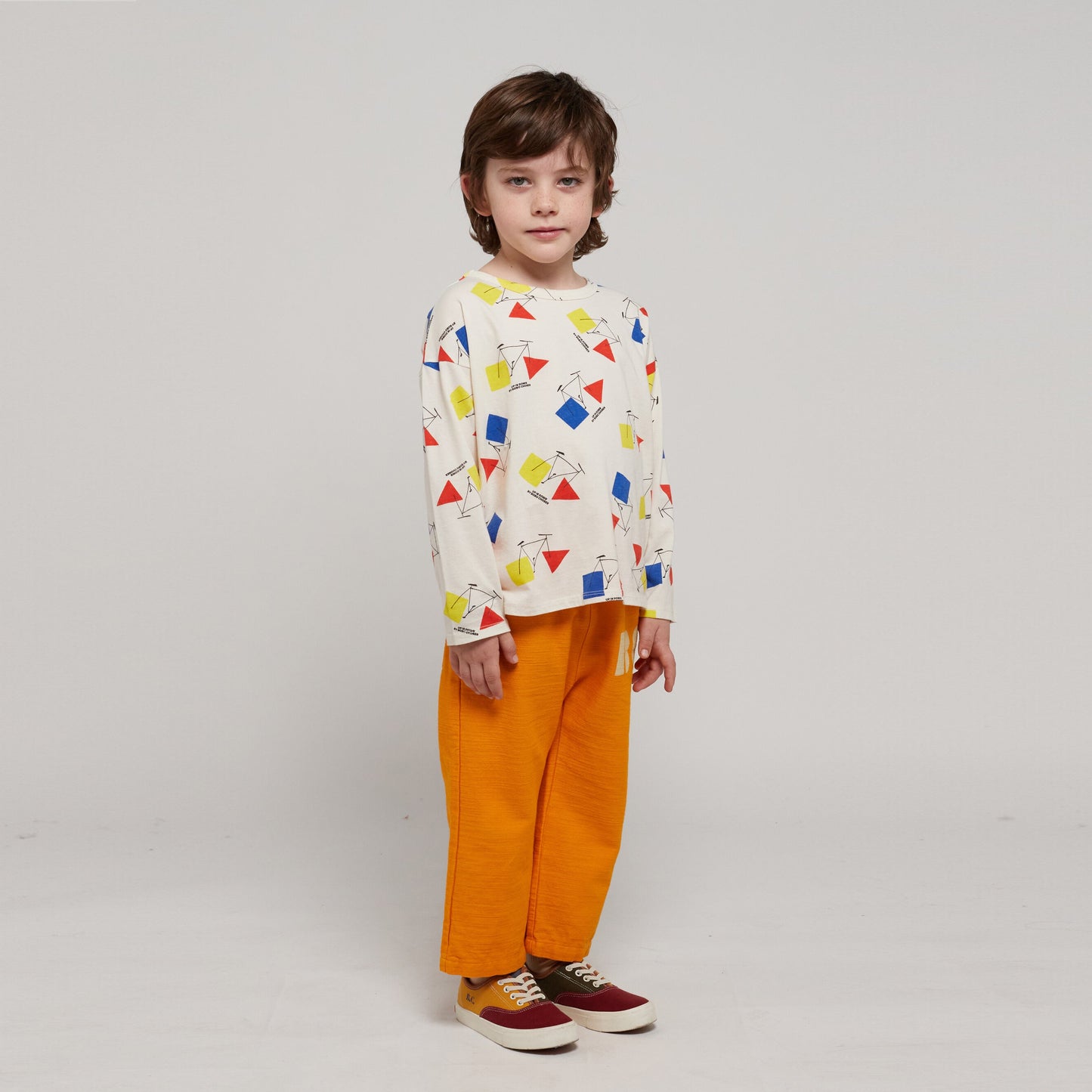 儿童橙黄色棉长裤