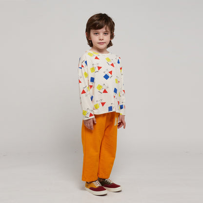 儿童橙黄色棉长裤