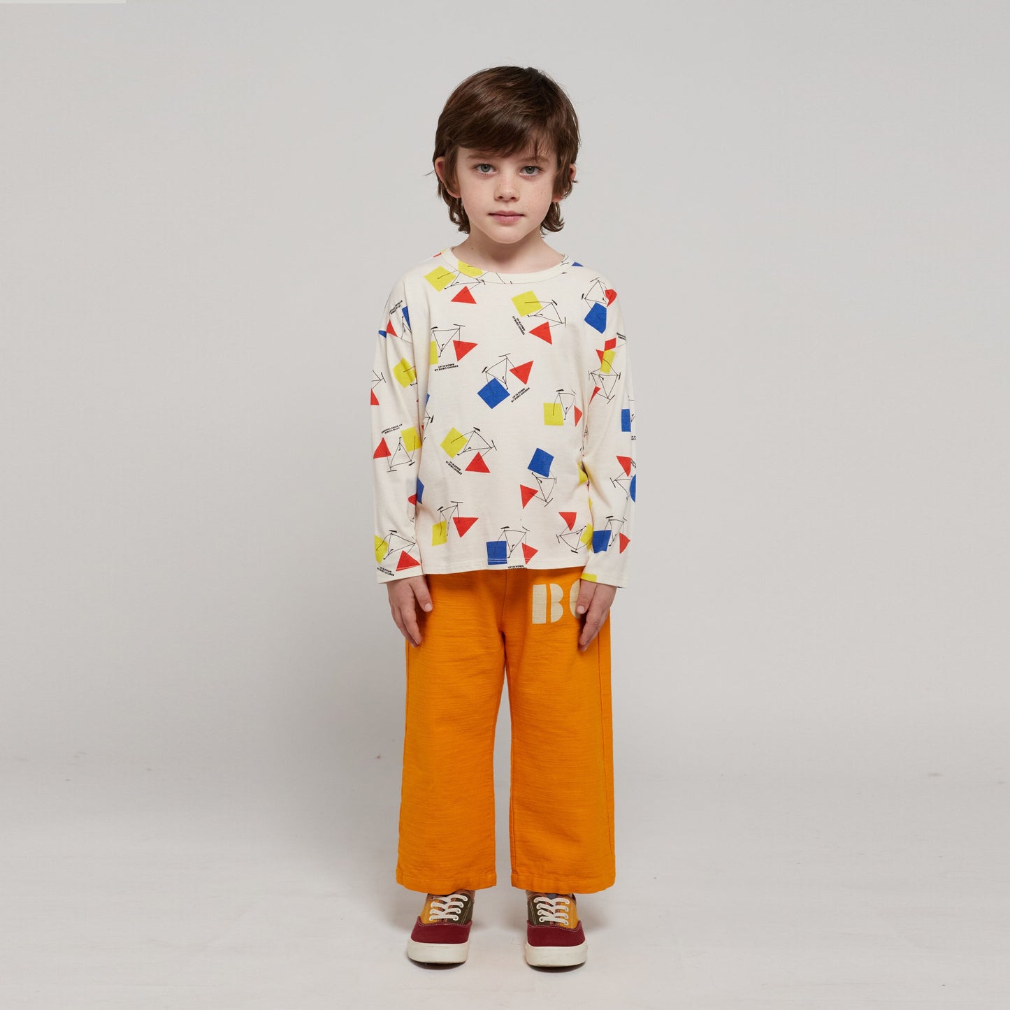 儿童橙黄色棉长裤