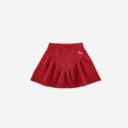 女童红色棉短裙