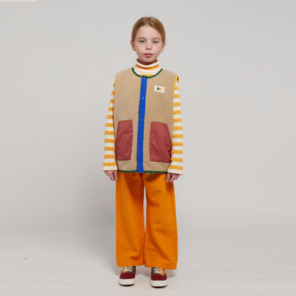 儿童米色抓绒马甲