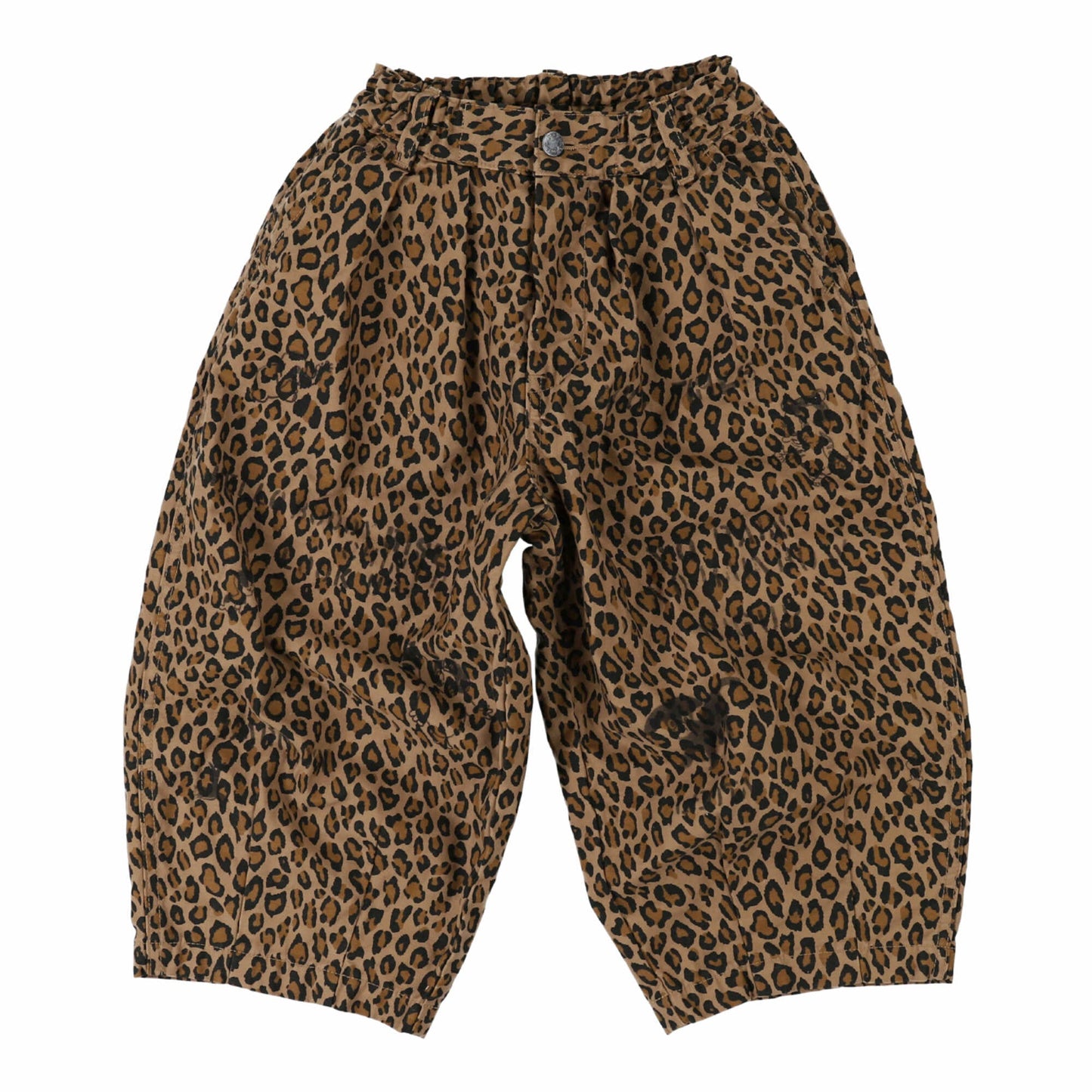 儿童棕色豹纹棉长裤