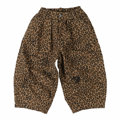 儿童棕色豹纹棉长裤