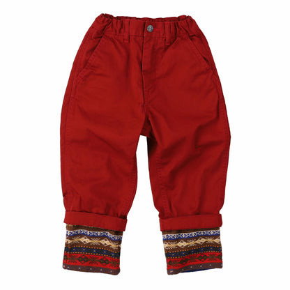 儿童红色棉长裤