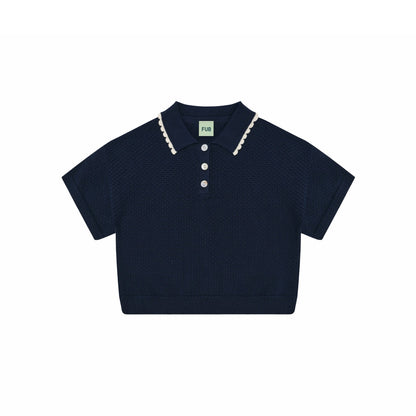女童藏青色棉Polo衫