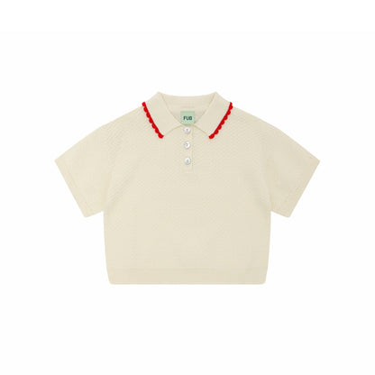 女童白色棉Polo衫
