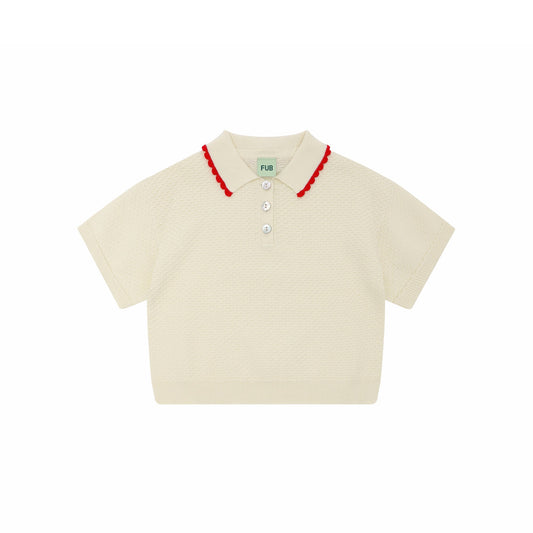 女童白色棉Polo衫