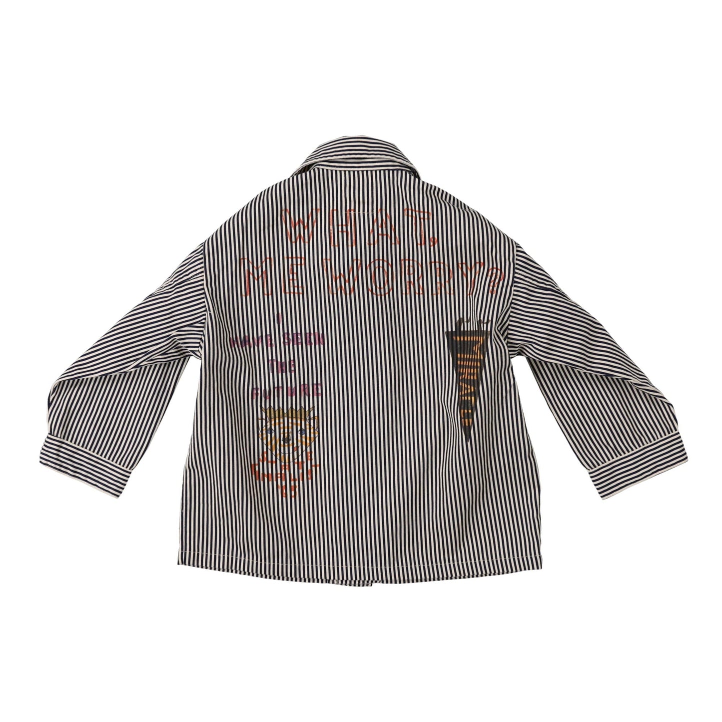 儿童黑色条纹棉衬衫