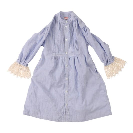 女童蓝色条纹棉连衣裙